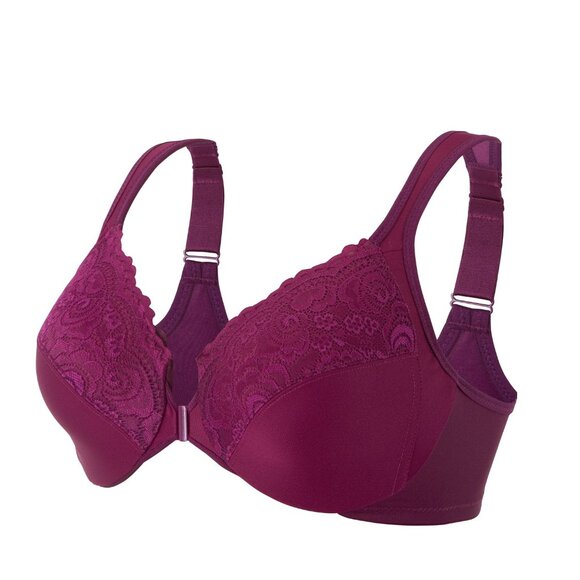 WONDERWIRE Bra 34C FRONT-CLOSE (Shapes Sides Too!) WIDE-STRAPS Purple NEW SEALED - Picture 11 of 16